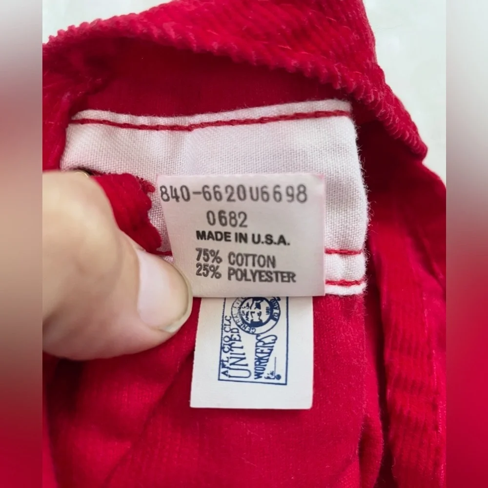 Genuine Vintage 1970s Red Corduroy Oshkosh Infant Overalls